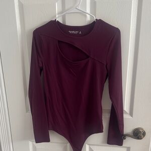 Abercrombie Deep Purple Long Sleeve Bodysuit